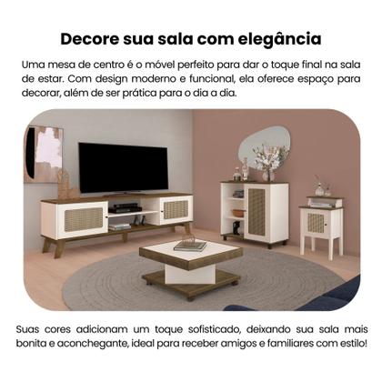 Imagem de Mesa de Centro com Rodízio Quadrada Saara