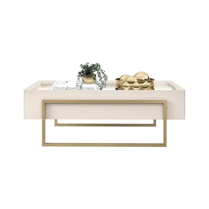 Imagem de Mesa de Centro com Tampo Espelhado e Pés Dourados DJ Móveis Kika Off White