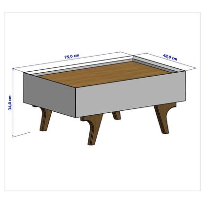 Imagem de Mesa de Centro Decorativa em Mdf Sena Tampo em Espelho Gaveta com Corrediça Telescópica