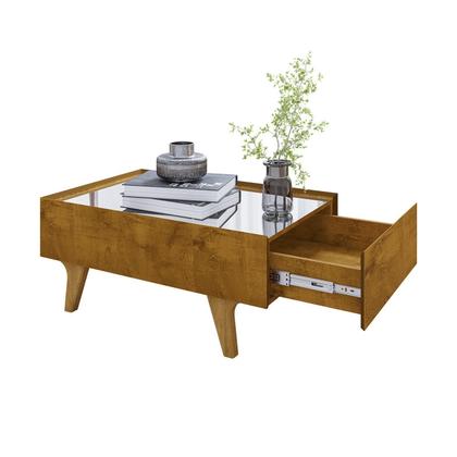 Imagem de Mesa de Centro Decorativa em Mdf Sena Tampo em Espelho Gaveta com Corrediça Telescópica