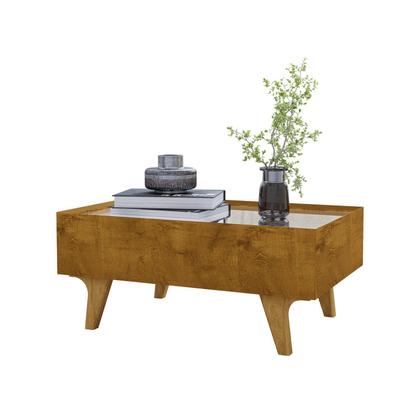 Imagem de Mesa de Centro Decorativa em Mdf Sena Tampo em Espelho Gaveta com Corrediça Telescópica