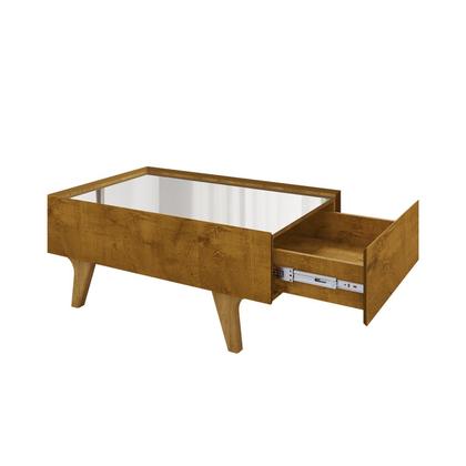 Imagem de Mesa de Centro Decorativa em Mdf Sena Tampo em Espelho Gaveta com Corrediça Telescópica