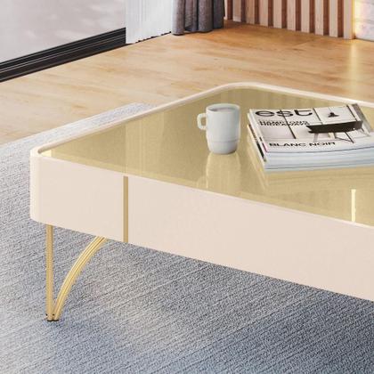 Imagem de Mesa De Centro Decorativa Sala De Estar Harmony B01 Off White Champagne - Lyam Decor
