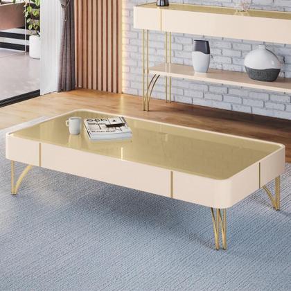 Imagem de Mesa De Centro Decorativa Sala De Estar Harmony B01 Off White Champagne - Lyam Decor