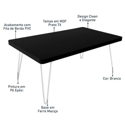 Imagem de Mesa de Centro Dublin Retangular em Aço e MDF Clean - Branca e Preta