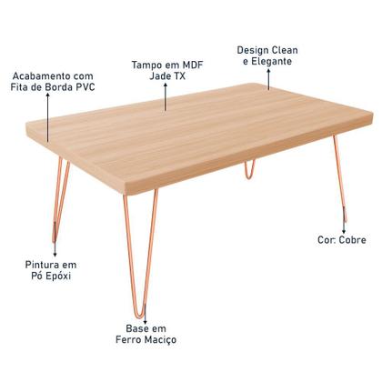 Imagem de Mesa de Centro Dublin Retangular em Aço e MDF Clean - Cobre e Jade