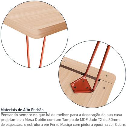 Imagem de Mesa de Centro Dublin Retangular em Aço e MDF Clean - Cobre e Jade
