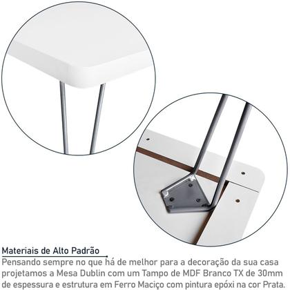 Imagem de Mesa de Centro Dublin Retangular em Aço e MDF Clean - Prata e Branca