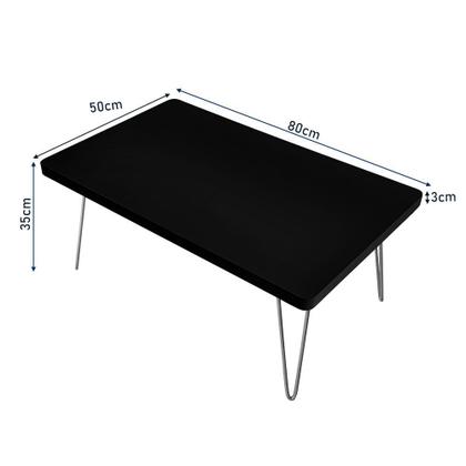 Imagem de Mesa de Centro Dublin Retangular em Aço e MDF Clean - Prata e Preta