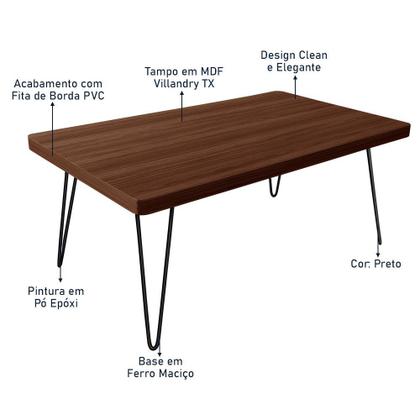 Imagem de Mesa de Centro Dublin Retangular em Aço e MDF Clean - Preta e Villandry