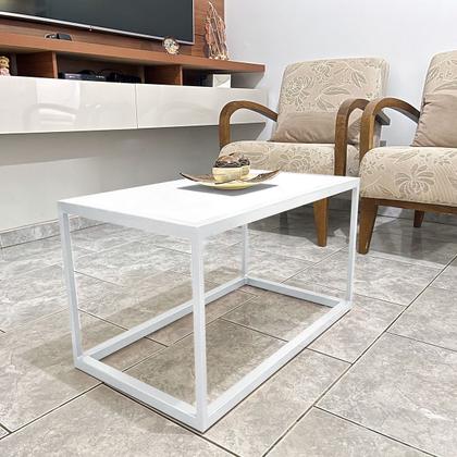 Imagem de Mesa De Centro Goldin Retangular Para Sala Decoração Branco/Branco