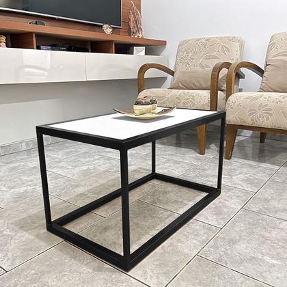 Imagem de Mesa De Centro Goldin Retangular Para Sala Decoração Preto/Branco