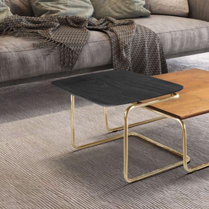 Imagem de Mesa de Centro Kairos Base Ouro 54x43cm LarFlex