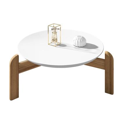 Imagem de Mesa De Centro Lizz Redonda Com Pés Em Madeira Maciça