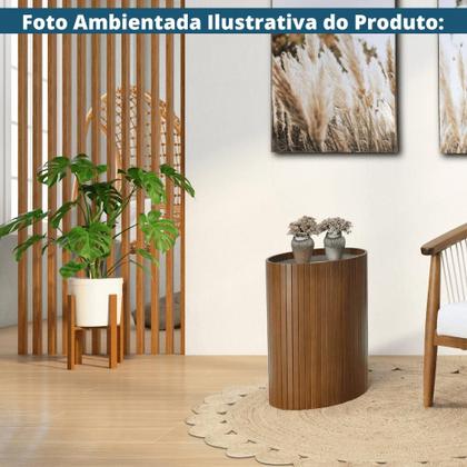 Imagem de Mesa de Centro Luna Oval Nacional Móveis 42cm (largura) Lateral Madeira Cor Pinhão Tampo Vidro Glow