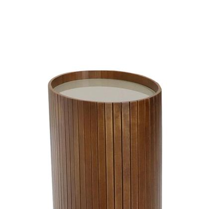 Imagem de Mesa de Centro Luna Oval Nacional Móveis 42cm (largura) Lateral Madeira Cor Pinhão Tampo Vidro Glow