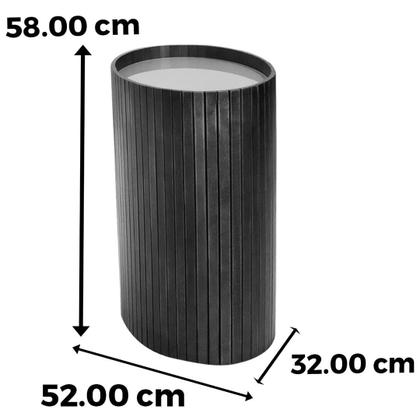 Imagem de Mesa de Centro Luna Oval Nacional Móveis 42cm (largura) Lateral Madeira Cor Pinhão Tampo Vidro Glow