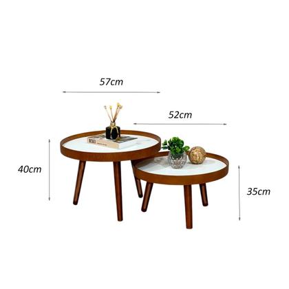 Imagem de Mesa de Centro Madeira Pé Palito Sala Estar Redonda Casa Escritório Mesinha Decorativa Recepção