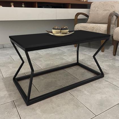Imagem de Mesa De Centro Mond Retangular Tampo Mdf Sala Decoração Preta/Preta