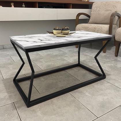 Imagem de Mesa De Centro Mond Retangular Tampo Mdf Sala Decoração Preta/Vulcano