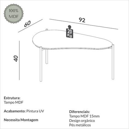 Imagem de Mesa de Centro Orgânica 90cm 100% MDF