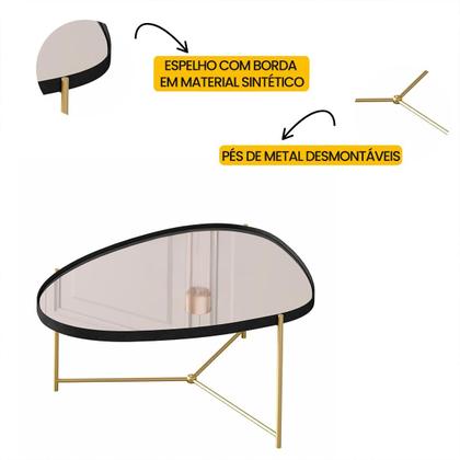 Imagem de Mesa de Centro Organica Alamanda Espelhada com Pés Metálicos