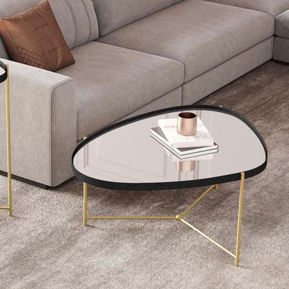 Imagem de Mesa de Centro Organica Alamanda Espelhada com Pés Metálicos