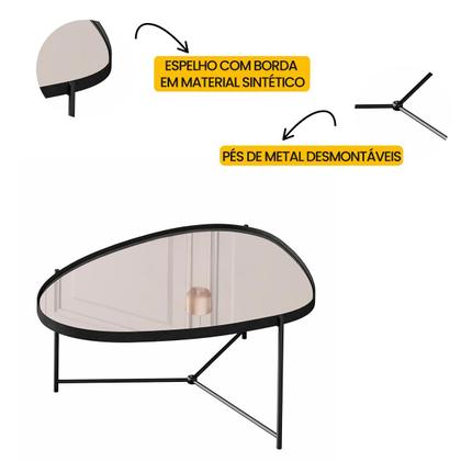 Imagem de Mesa de Centro Organica Alamanda Espelhada com Pés Metálicos