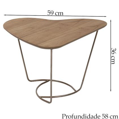 Imagem de Mesa De Centro Organica Coraçao Amendoa Base Metal Cobre Nacc
