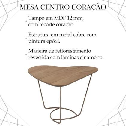 Imagem de Mesa De Centro Organica Coraçao Amendoa Base Metal Cobre Nacc