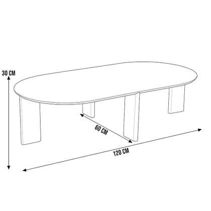 Imagem de Mesa de Centro Para Sala de Estar Oval Pés Madeira Bulat A03 Hanover Roble - Lyam Decor