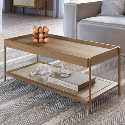 Imagem de Mesa de Centro Para Sala Pé Metal Arlo A10 Hanover/Dourado - Mpozenato