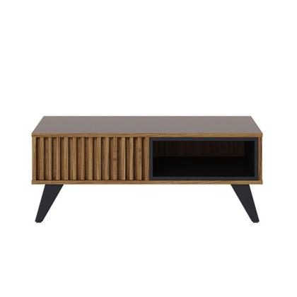 Imagem de Mesa De Centro Para Sala Retangular 1 Nicho Karin C04 - D'rossi Cor Noce Milano E Preto Fosco