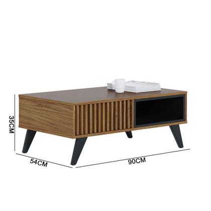 Imagem de Mesa De Centro Para Sala Retangular 1 Nicho Karin C04 - D'rossi Cor Noce Milano E Preto Fosco