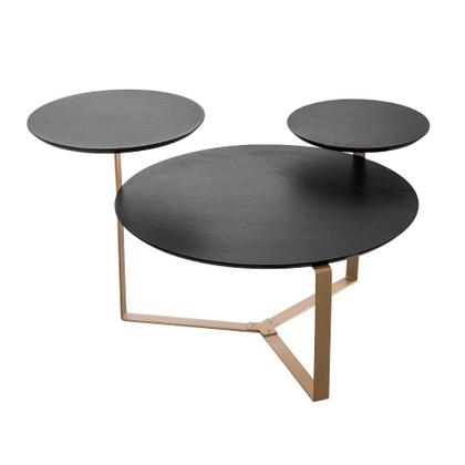 Imagem de Mesa de Centro Redonda Complementos Nero e Dourada 83 cm