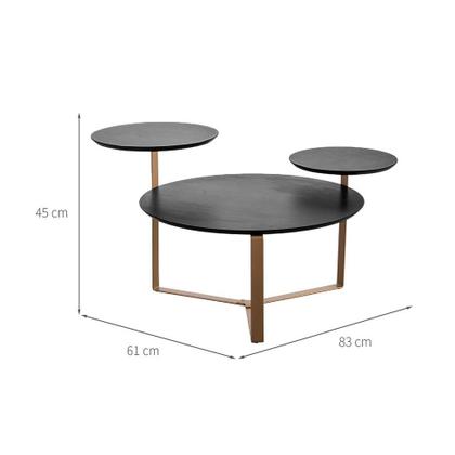 Imagem de Mesa de Centro Redonda Complementos Nero e Dourada 83 cm