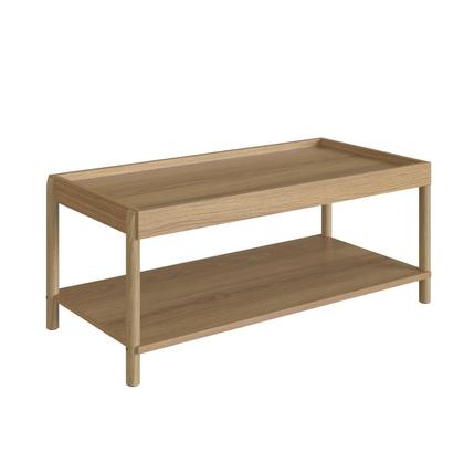 Imagem de Mesa de Centro Retangular com Prateleira 93cm X 38cm Pé Madeira Oslo