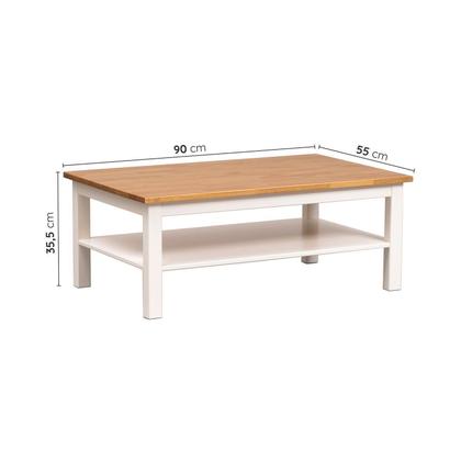 Imagem de Mesa de Centro Retangular em Madeira Maciça Pinus Vanilla Amêndoa/Branco Yescasa