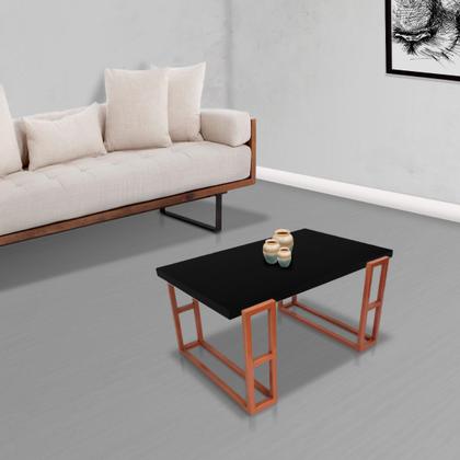 Imagem de Mesa De Centro Retangular Para Sala Brienz Cobre e Preto