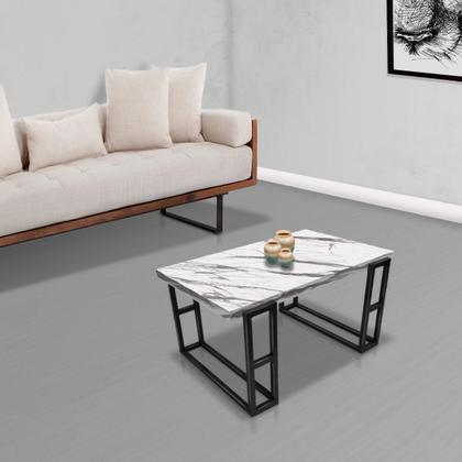 Imagem de Mesa De Centro Retangular Para Sala Brienz Preto e Vulcano