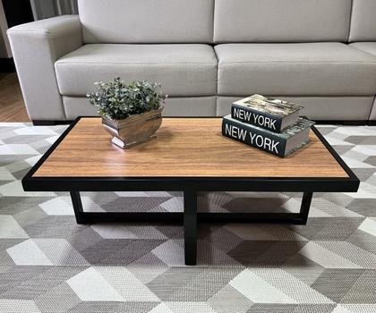 Imagem de Mesa de Centro Retangular Paris Industrial Preto com MDF