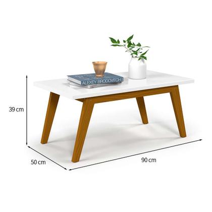Mesa de Centro Retangular Prism Branca e Marrom - Patrimar Imagem de Mesa de Centro Retangular Prism Branca e Marrom