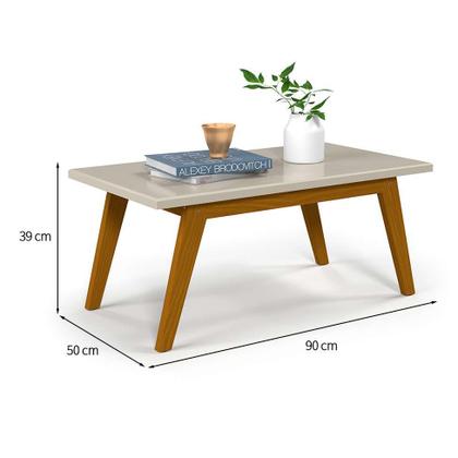 Mesa de Centro Retangular Prism Off White e Marrom - Patrimar Imagem de Mesa de Centro Retangular Prism Off White e Marrom