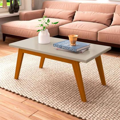 Mesa de Centro Retangular Prism Off White e Marrom - Patrimar Imagem de Mesa de Centro Retangular Prism Off White e Marrom