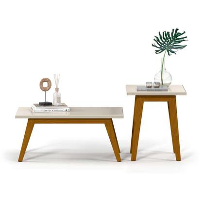 Mesa de Centro Retangular Prism Off White e Marrom - Patrimar Imagem de Mesa de Centro Retangular Prism Off White e Marrom