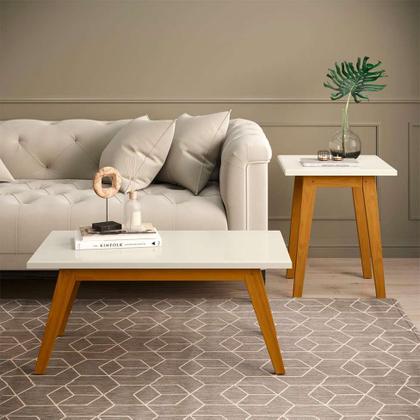 Mesa de Centro Retangular Prism Off White e Marrom - Patrimar Imagem de Mesa de Centro Retangular Prism Off White e Marrom