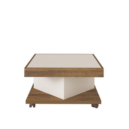 Imagem de Mesa de Centro Saara Pinho Com Off White Quadrada com Rodízios - Artely