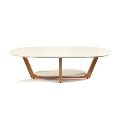 Imagem de Mesa De Centro Sala De Estar Mdf Rustica Elegance Oval Novas