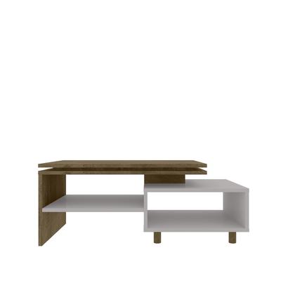 Imagem de Mesa de Centro Sala Decorativa Lima Tampo Duplo Pés Madeira Maciça Design Moderno