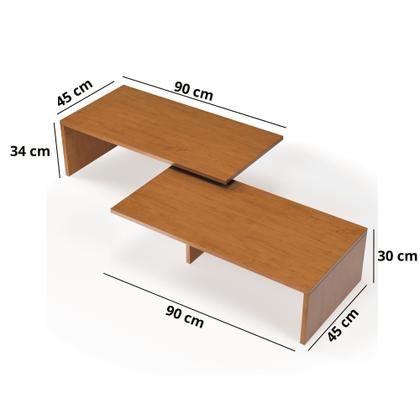 Imagem de Mesa De Centro Sala Gemini Moderna Retangular Baixa Modular Apoio